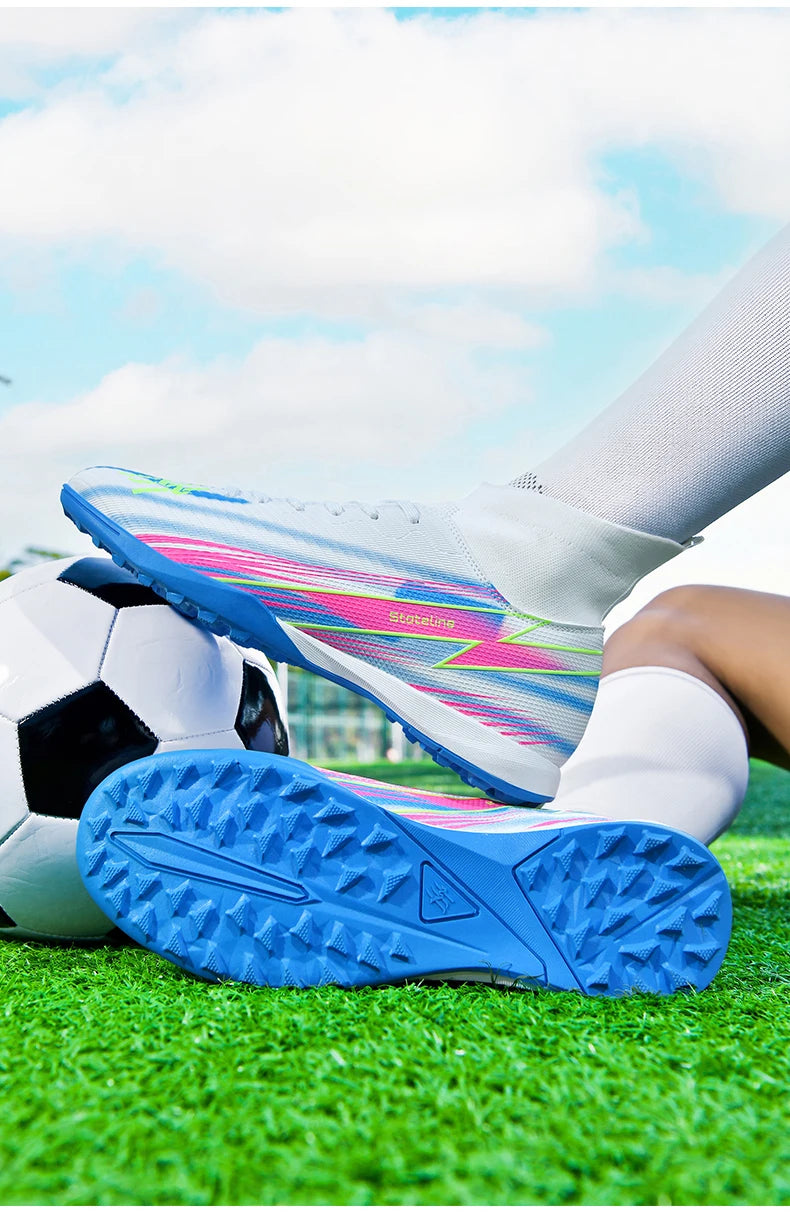 Nouvelles chaussures de football pour hommes, chaussures de match montantes, chaussures de futsal de haute qualité, chaussures de football d'intérieur antidérapantes, baskets d'extérieur, crampons pour gazon, meilleures v