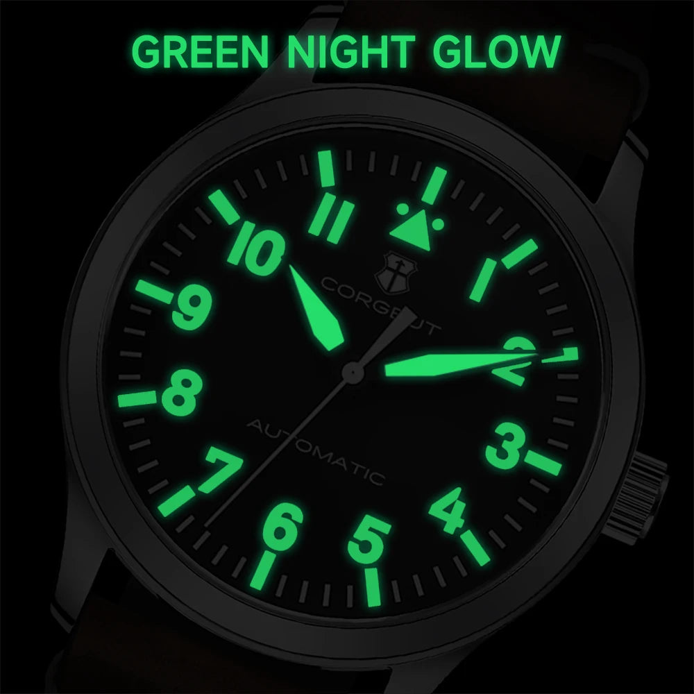 42mm Corgeut Sapphire miyota Watch Military Men Reloj Automatic Luxury Sport Design Clock Lume Leather Mechanical Wrist Watches
