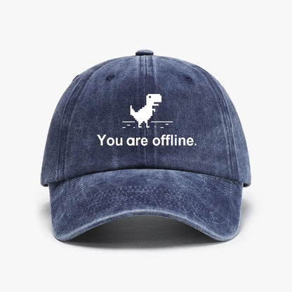 You Are Offline Funny Low Resolution Pixel Dinosaur Baseball Caps Peaked Cap Computer Cpu Core Sun Shade Hat Men Washed hats