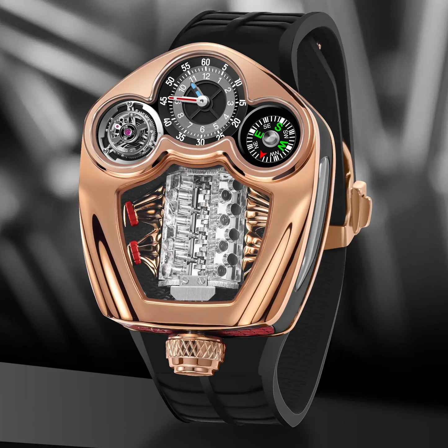 PINDU Design NEW Engine Series Quartz Watch Men's Top-Luxurious Stainless Steel Compass Waterproof Swiss Quartz 762 Movement Watch