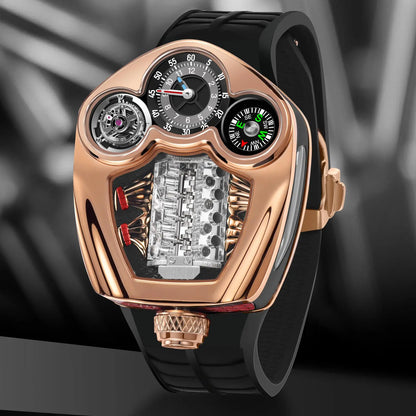 PINDU Design NEW Engine Series Quartz Watch Men's Top-Luxurious Stainless Steel Compass Waterproof Swiss Quartz 762 Movement Watch