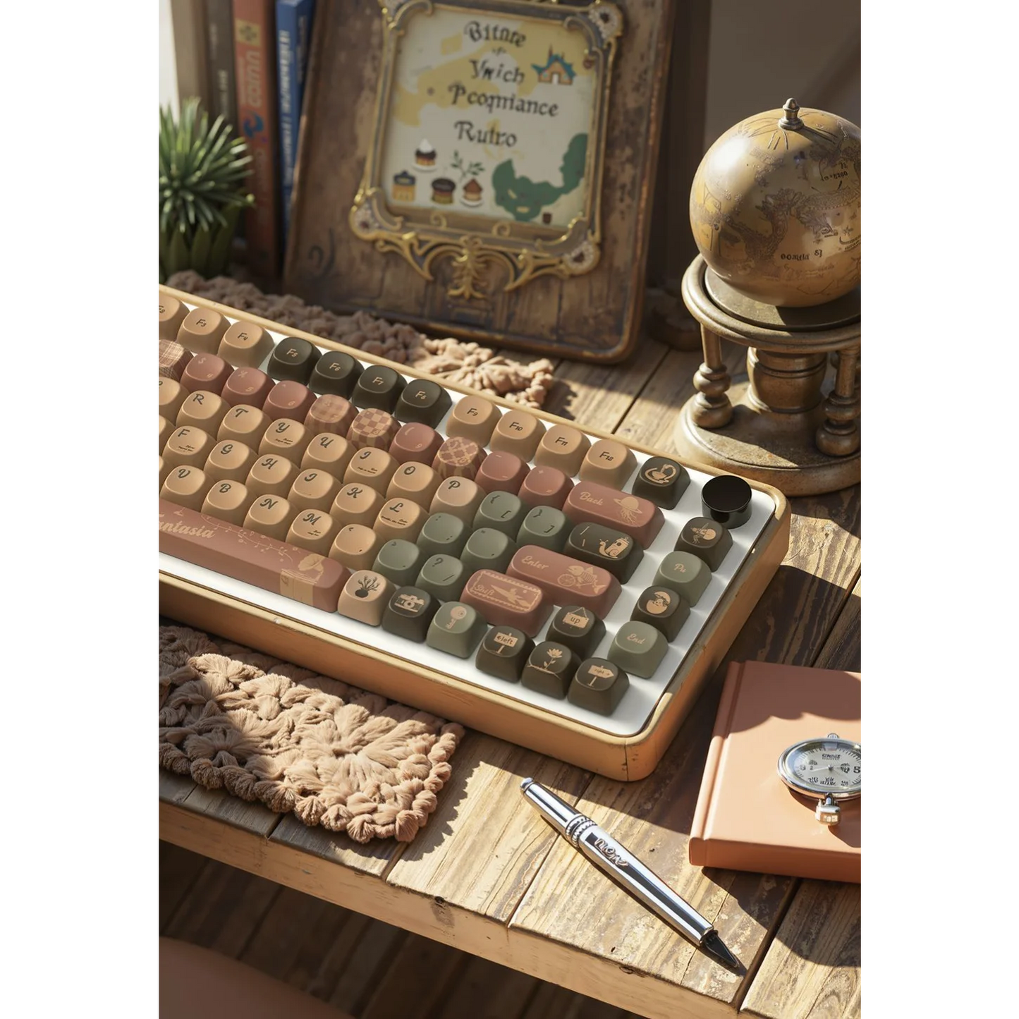 Coffee, Fantasy Dust MOA Keycap PBT 112 Key, Customized for 60/84/98/108MX Switch Mechanical Keyboard