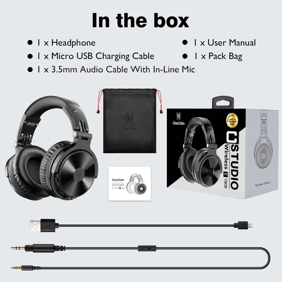 Oneodio Pro-M High-fidelity Wireless Headphones Stereo Gaming Headset with Mic 110H Playtime Foldable Bluetooth Headphones