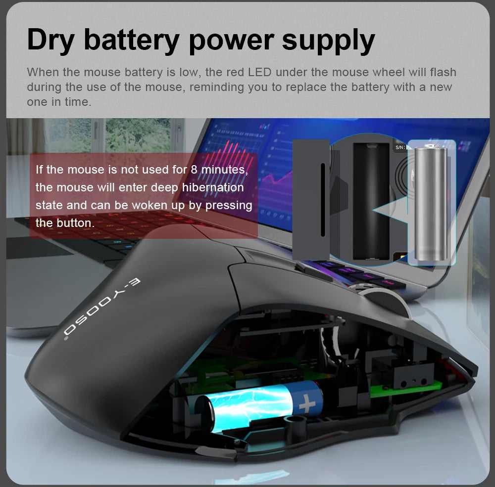 E-YOOSO X-31 Pro USB Gaming Large Mouse Support Bluetooth 2.4G Wireless PAW3212 4800 DPI for Gamer Mice Computer Laptop PC