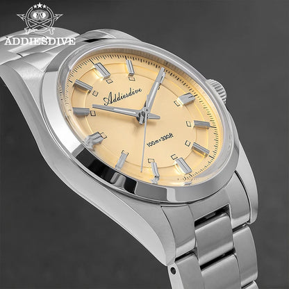ADDIESDIVE – Reloj analógico de lujo para hombre, movimiento de cuarzo VH31, cristal abombado, resistencia al agua de 10 bares, revestimiento luminiscente BGW9, caja de acero – Modelo personalizable AD2515