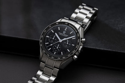 Reloj PAGANI DESIGN Moon: cronógrafo de cuarzo de lujo para hombre, estilo deportivo, cristal de zafiro con tratamiento antirreflectante, esfera luminiscente