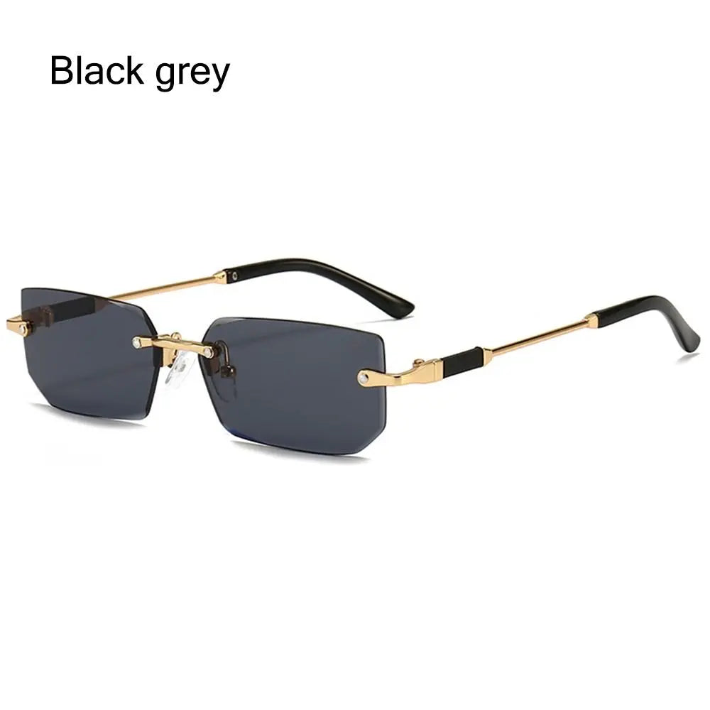 Trendy Rimless Sunglasses for Women Men Rectangle Fashion Shades Small Square UV400 Sun Glasses For Female Male Traveling Oculos