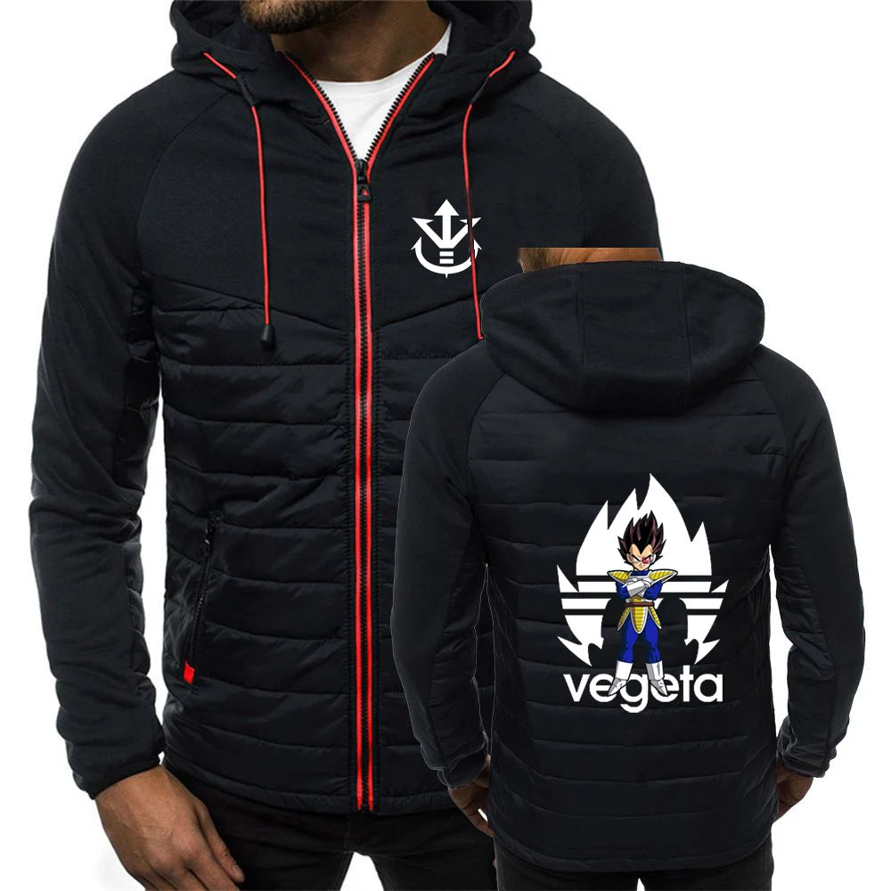 2026 Men's Saiyan Vegeta Avant-garde Style Patchwork Jacket Spring and Autumn Dragon Ball Logo Print Trendy Coat Hoodies