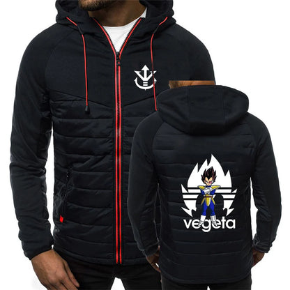 2026 Men's Saiyan Vegeta Avant-garde Style Patchwork Jacket Spring and Autumn Dragon Ball Logo Print Trendy Coat Hoodies
