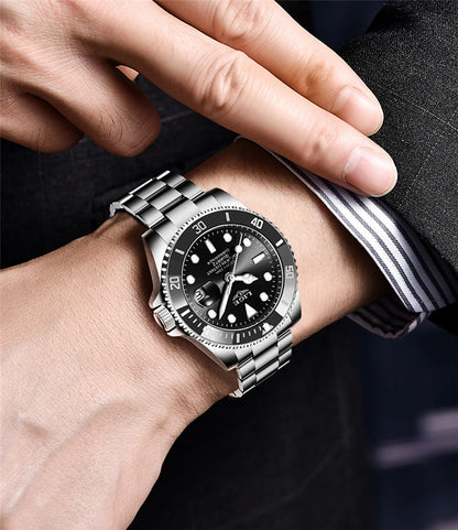 Montre de plongée de luxe pour homme, marque LIGE, étanche 3ATM, avec affichage de la date, montre à quartz sportive
