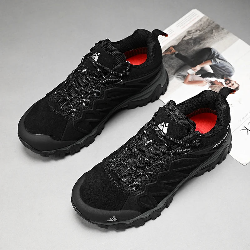 HIKEUP Scarpe da trekking in pelle di alta qualità, resistenti, da outdoor sportivo, da uomo, con lacci, per escursionismo, arrampicata e caccia