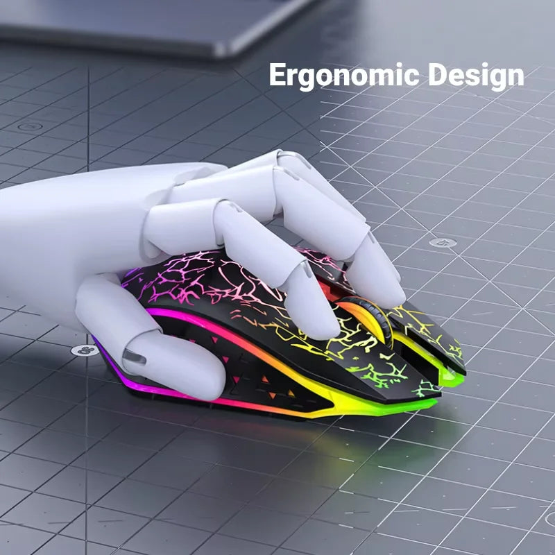 2.4GHz Bluetooth Wireless Mouse Rechargeable RGB Backlight Mice 1600 DPI Ergonomic Design Gaming Mouse for PC Laptop Macbook