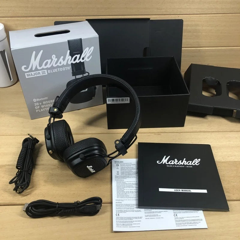 Marshall MAJOR III Bluetooth Wireless Headphones Earphones Deep Bass Foldable Sport Gaming Rock Headset Reduction Microphone