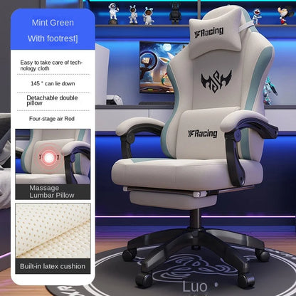Gaming Chair with Latex Seat Cushion, Adjustable Backrest, Computer Office Chair, Nylon Feet, Gaming Streamer Chair