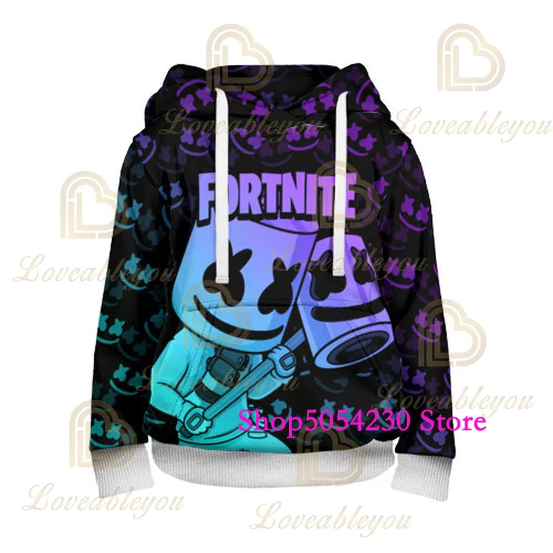 Felpa con cappuccio Fortnite con lama stampato in 3D, stile Battle Royale cartoon, per uomo e donna, felpa da eroe del gioco per adolescenti