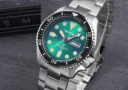 KEASO Top Men's Dive Watch C3 Super Luminous 316L Solid Steel 20Bar Waterproof Sapphire Mirror MIYOTA 2035 Quartz Movement Watch