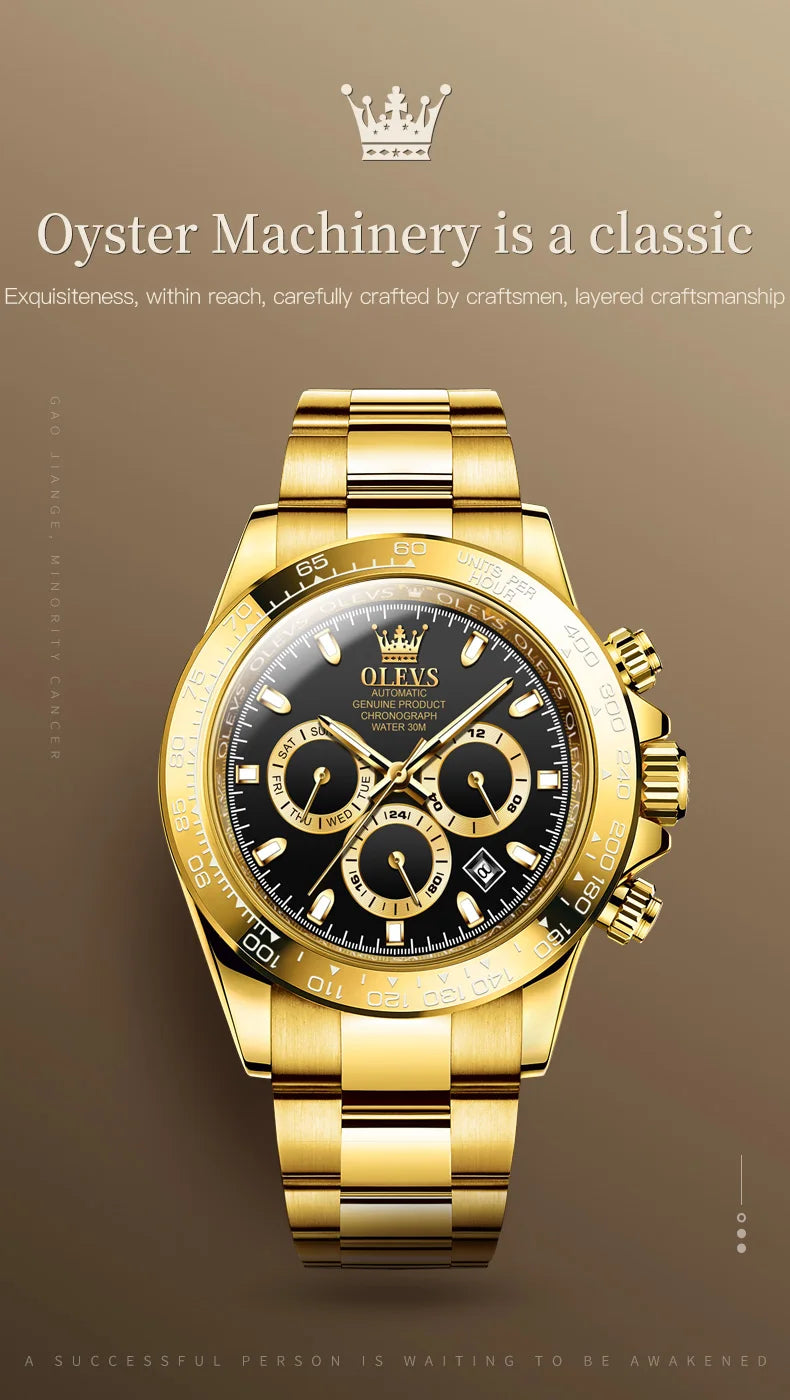 OLEVS 6638 Original Brand Classic Man Watch Luxury Automatic Mechanical Wrist Watches for Men Chronograph Waterproof Men's Watch
