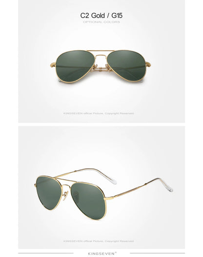 KINGSEVEN Pilot Alloy Sunglasses Polarization UV400 Anti-reflection Full Frame Parsnip Glasses Women Retro Luxury Eyewear