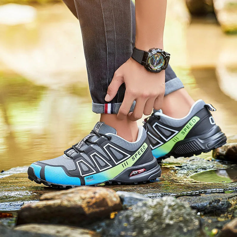 Zapatillas de senderismo para hombre, de exterior, con suela de goma antideslizante, tácticas de entrenamiento, ligeras y cómodas para senderismo, viajes y deporte