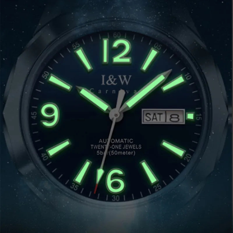 Reloj mecánico de lujo para hombre Reloj CARNIVAL de tungsteno, movimiento automático MIYOTA 8205, resistente al agua.