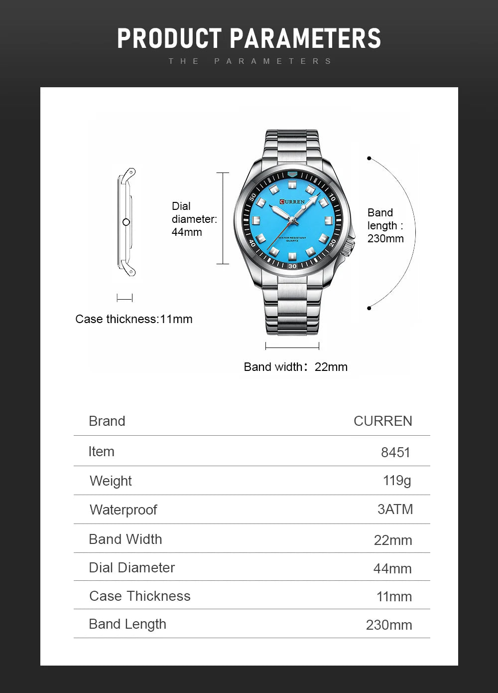 CURREN Fashion Men Watch Top Brand Luxury Waterproof Sport Mens Watches Stainless steel Automatic Date Military Wristwatch