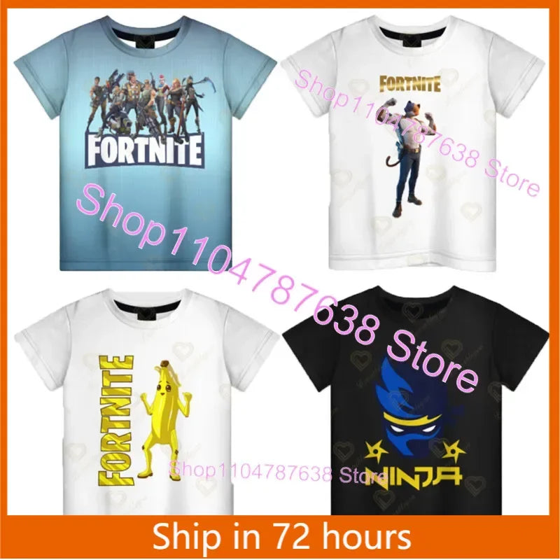 T-shirt Peely Fortnite girocollo estiva a maniche corte, top streetwear Battle Royale per abbigliamento casual
