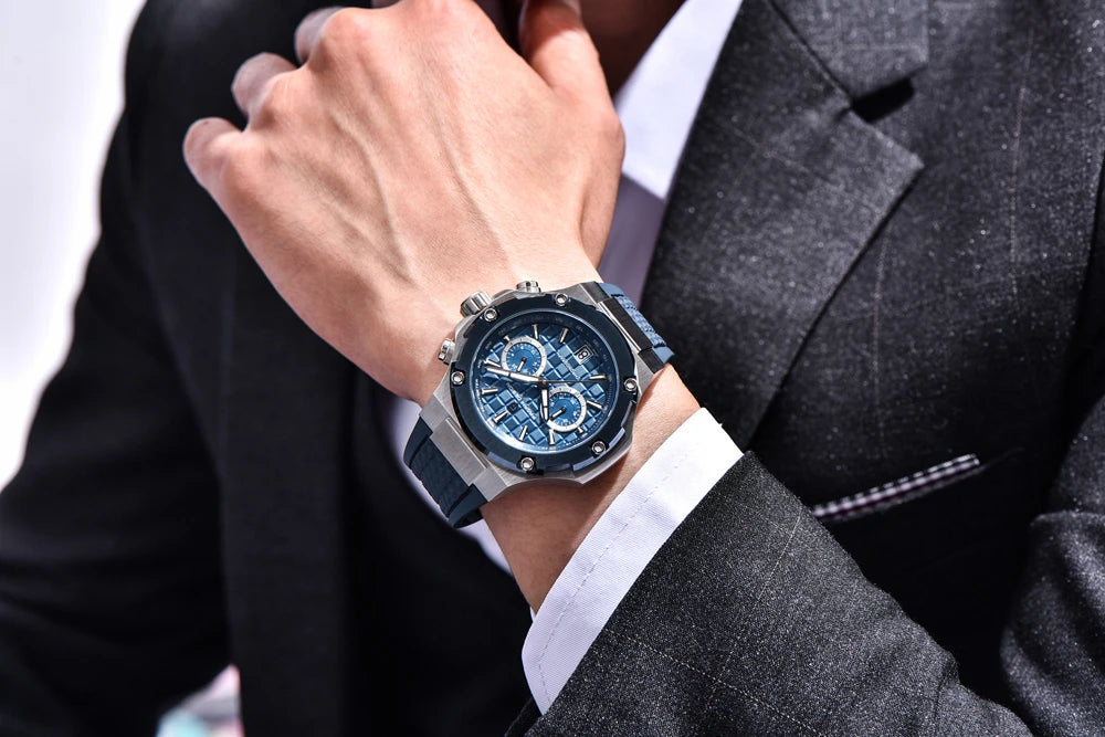 Relojes de cuarzo para hombre PAGANI DESIGN: cronógrafo deportivo de lujo, hermético, con agujas luminiscentes y cristal de zafiro con tratamiento antirreflectante