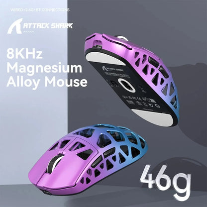 ATTACK SHARK R3 Gaming Mouse Magnesium Alloy Honeycomb, Ultra-Lightweight 8K Hz, PAW3395 Sensor, 26000 DPI, Ergonomic Shell
