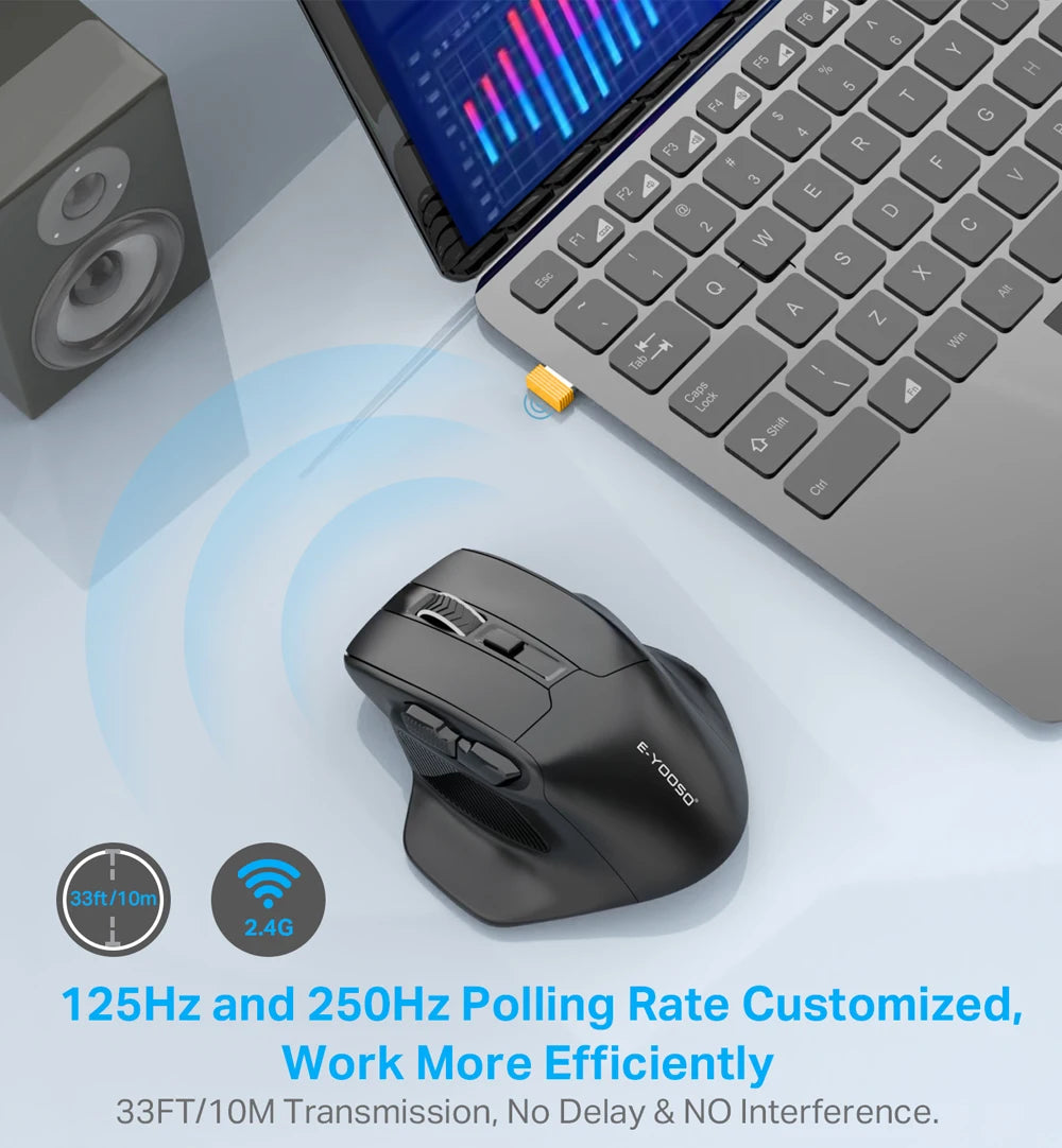 E-YOOSO X-31 USB 2.4G Wireless Gaming Large Mouse for Big Hands PAW3212 4800 DPI 5 buttons for gamer Mice computer laptop PC