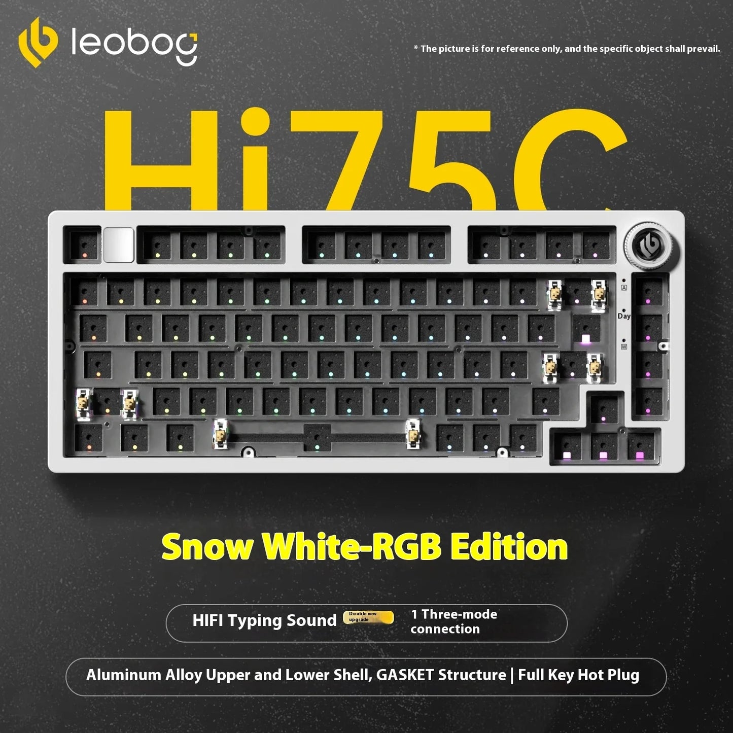 LEOBOG Hi75C Mechanical Wireless Keyboard Aluminium 3-Mode With Knob Hot Swap RGB Gasket Hi75C Gaming Keyboard Customization PC