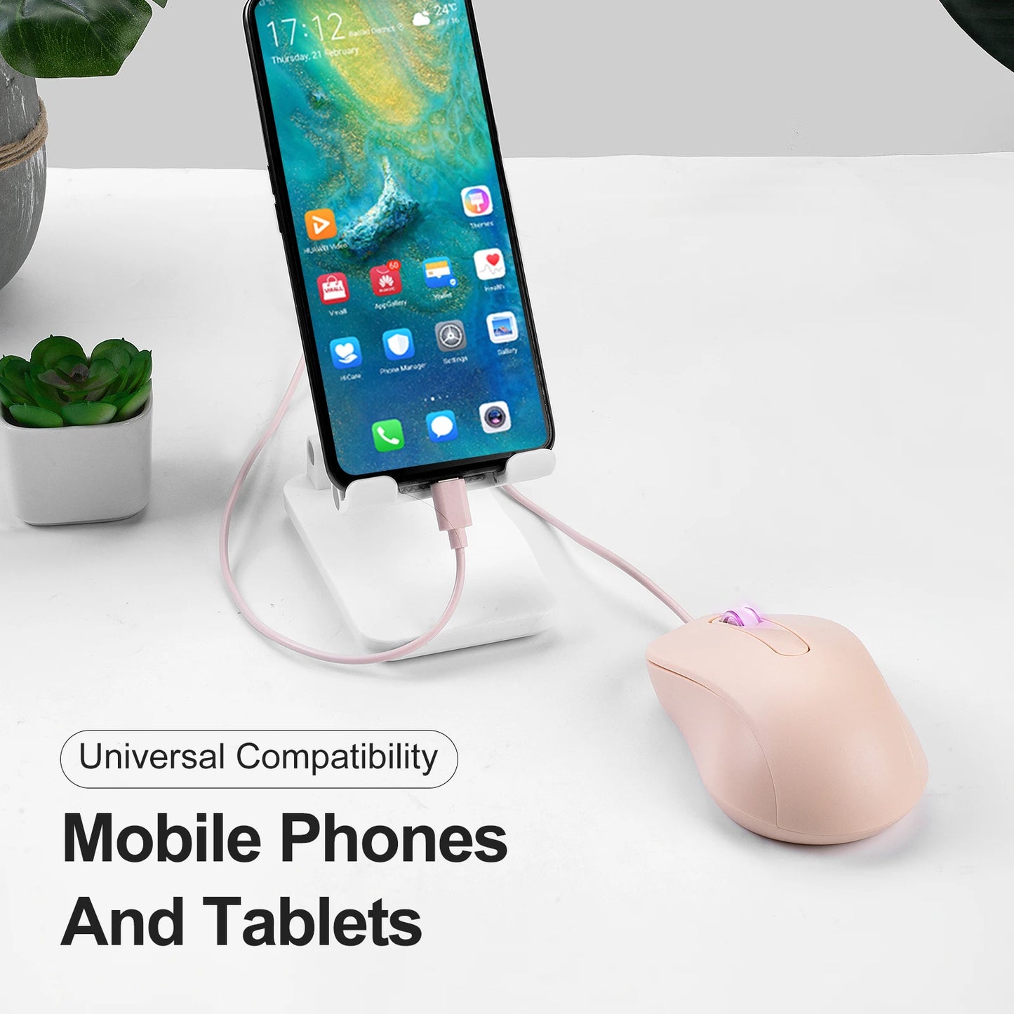 Silent 3D Mouse - Ergonomics Optical Mice 1000DPI For PC Laptop MacBook Tablet Phone, For Windows/MacOs/Android, USB-C