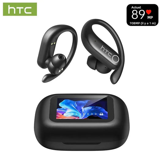 HTC NE61 Bluetooth Earphones Noise Reduction Sports Wireless Headphones AI Translator Heart Rate Monitor Earbuds