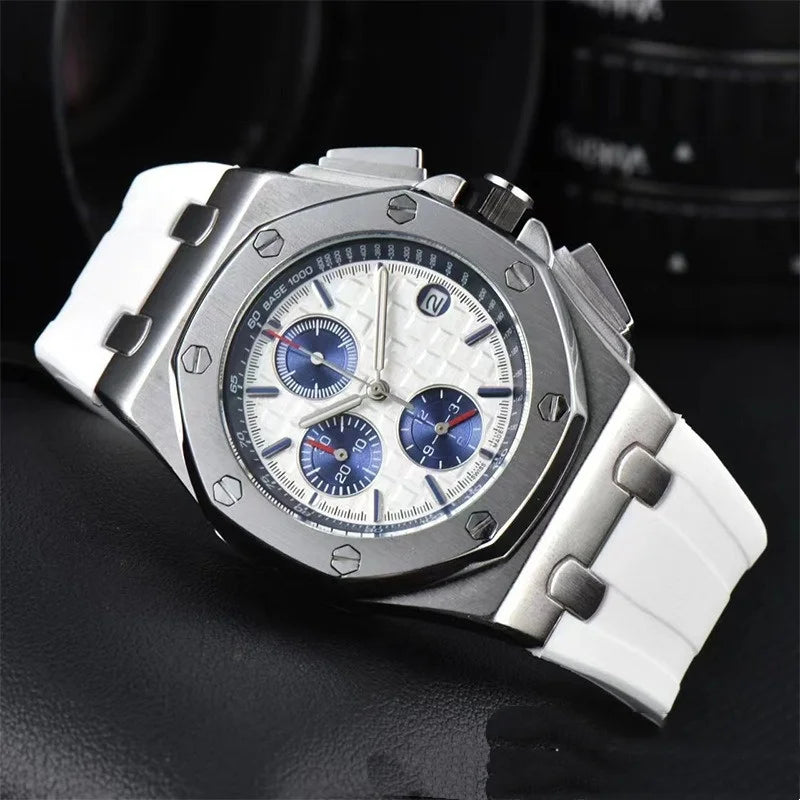 Men's Chronograph Sport Watch Date Display Luxury Chronograph Wristwatch Sport & Business Casual Watch with Rubber Strap