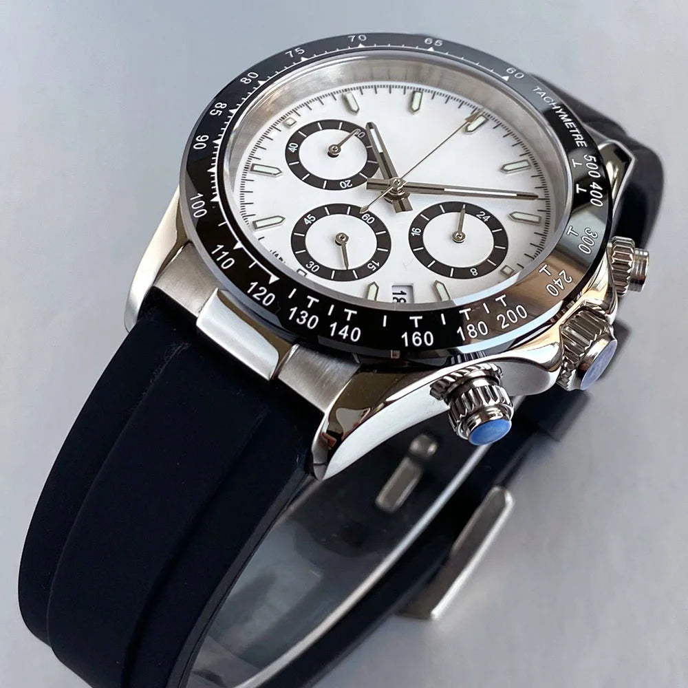 Luxury VK63 Men's Watch Quartz Movement Business Stop Watches 39mm Steel/Rose Gold Date Luminous Dial Fully Chronograph