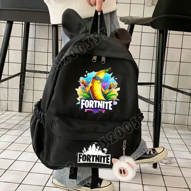 New Fortnite Cartoon Backpack Boy Girl Casual Schoolbag Large Capacity Student Bag Rabbit Ears Travel Backpack Stationary Gift