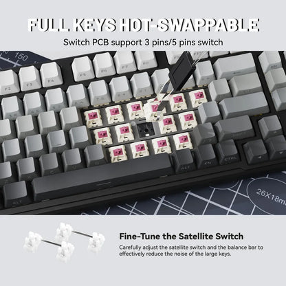 ATTACK SHARK X98 Full-size Wireless RGB Mechanical Keyboard Gasket Bluetooth/2.4G/Wired Hot Swappable NKRO 4000mAh Battery