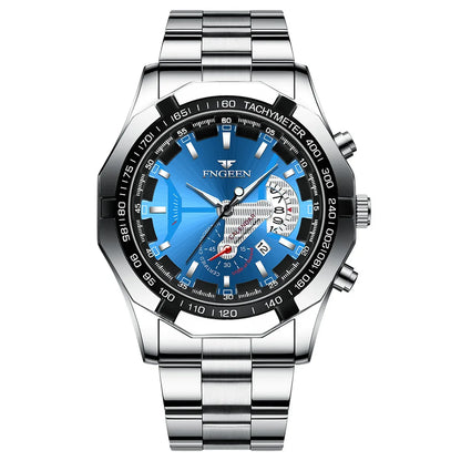Reloj de pulsera de cuarzo de lujo BINBOND para hombre, luminiscente, resistente al agua, con fecha automática, de acero inoxidable