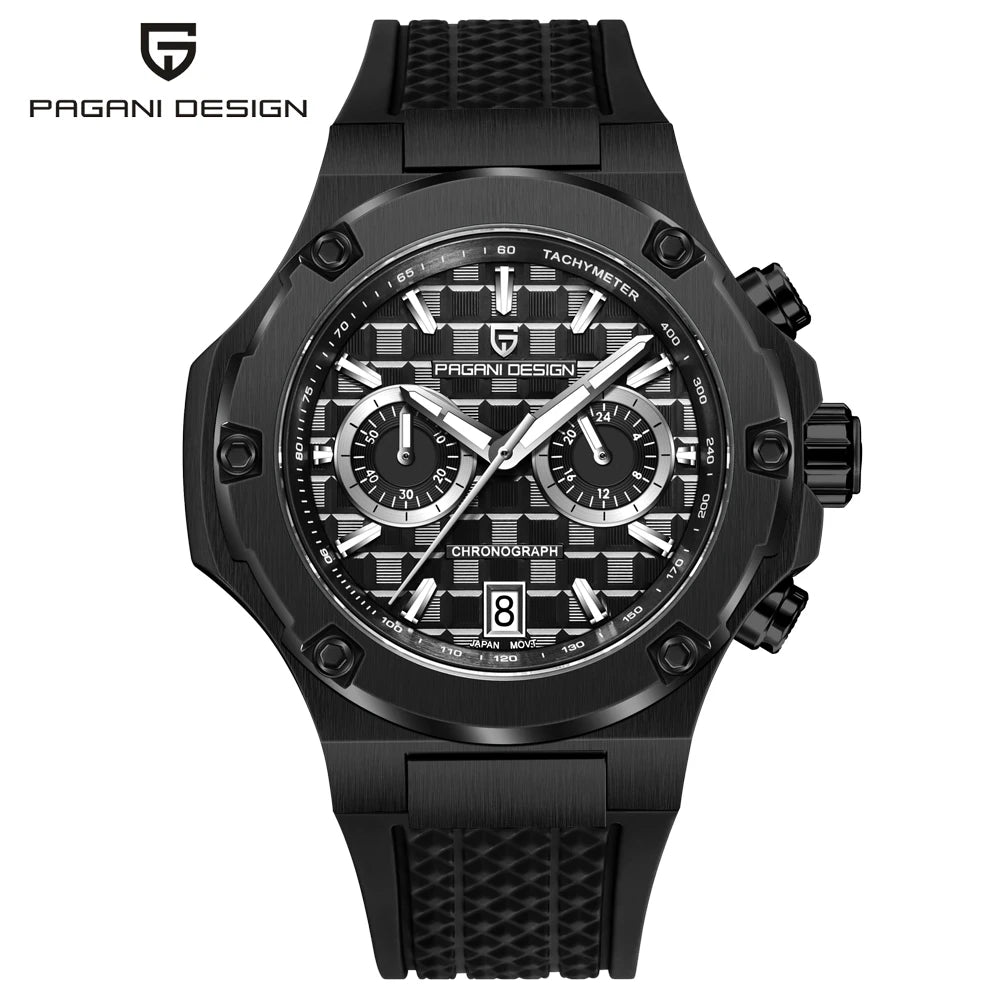 Relojes de cuarzo para hombre PAGANI DESIGN: cronógrafo deportivo de lujo, hermético, con agujas luminiscentes y cristal de zafiro con tratamiento antirreflectante