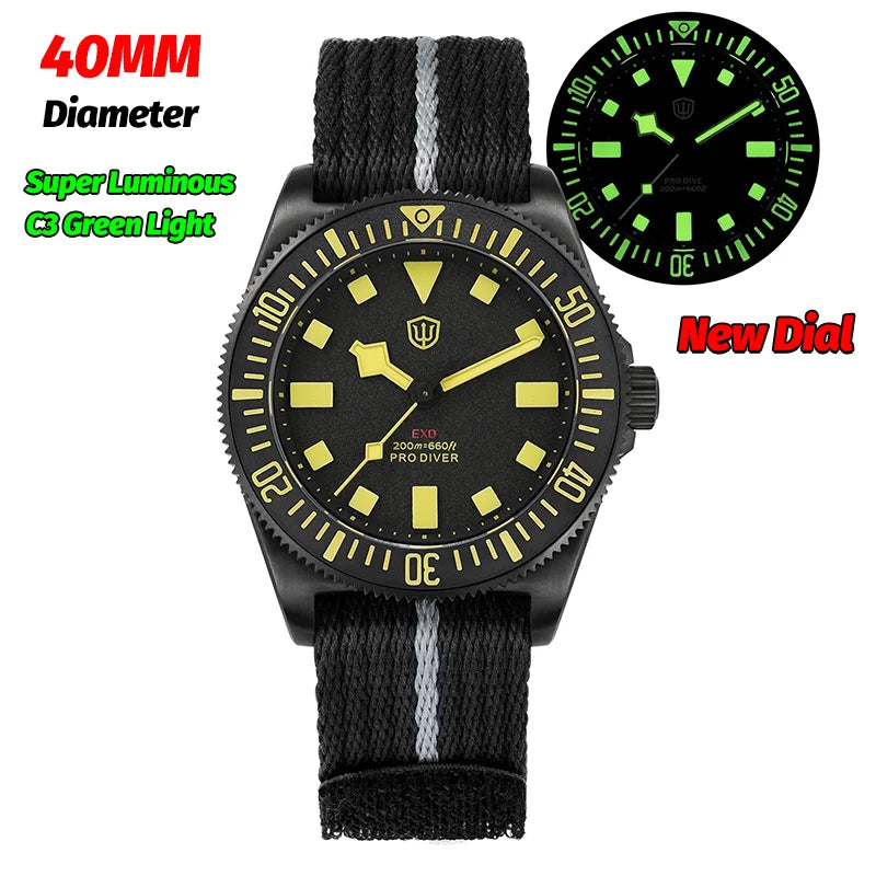 Watchdives EXD 40Mm Titanium Dive Watch Man VH31 Sweep Quartz Watches 200 Waterproof Ar Sapphire BGW9 Luminous 316L Wristwatch