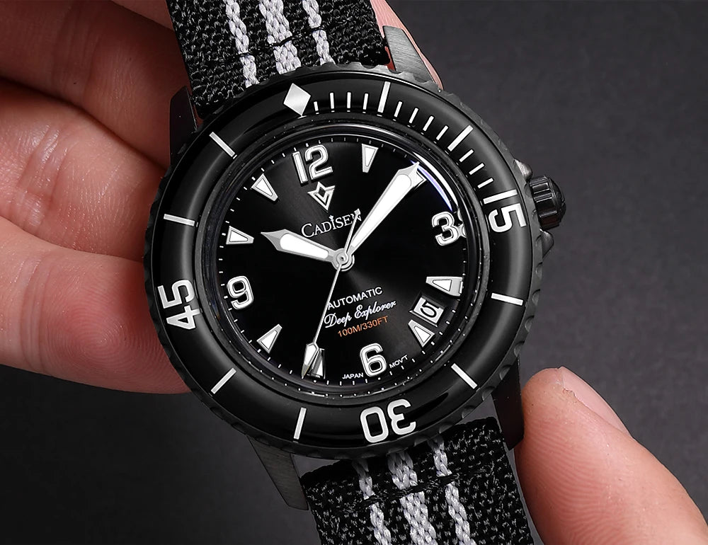 CADISEN Deep Explorer 2025 New Automatic Mechanical Watch Man Canvas Strap Wristwatch MIYOTA  Luxury Luminous Waterproof Watches