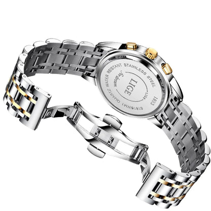 Montre pour homme LIGE – Chronographe de luxe, style sport décontracté, étanche, entièrement en acier, mouvement à quartz