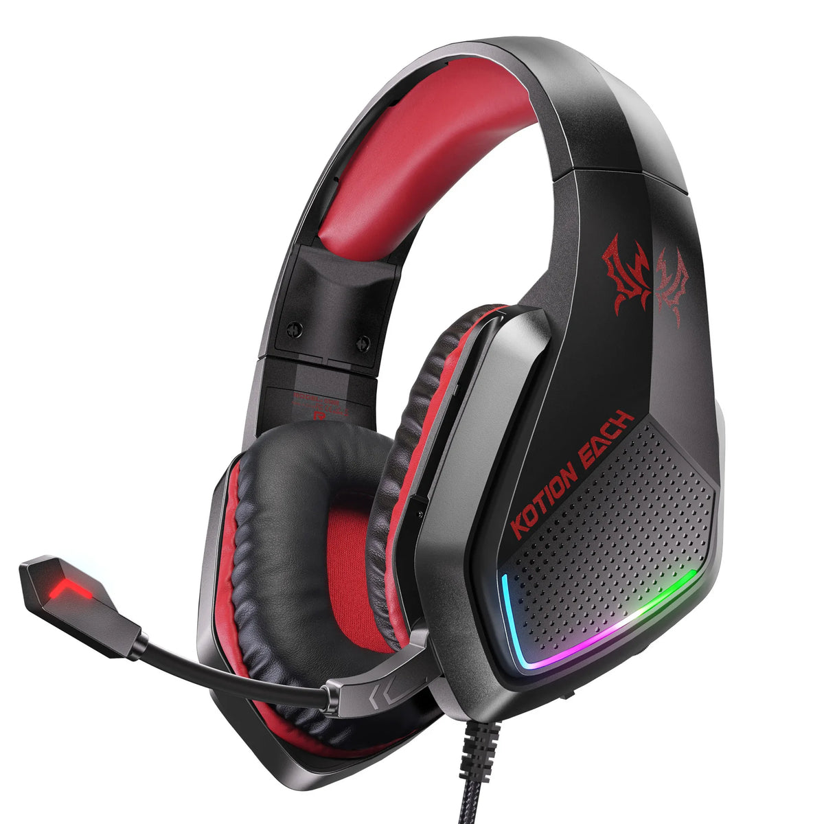 Casque de jeu filaire circum-auriculaire pour l'e-sport avec microphone, design léger pour un port confortable, équipé d'un haut-parleur puissant