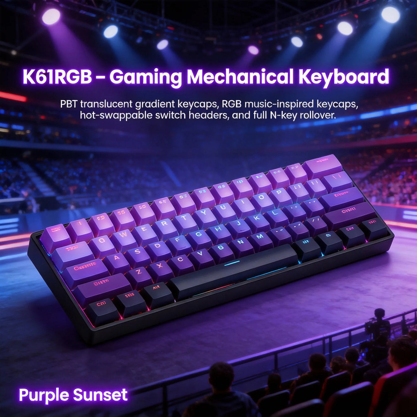 K61 kabelgebundene tragbare mechanische Tastatur, Phantom RGB farbenfroh, Reaktionsgeschwindigkeit auf Gaming-Niveau, ergonomisches Design, für Gaming und Büro geeignet