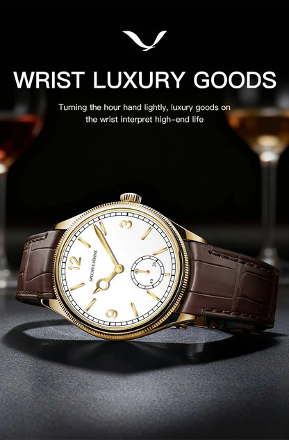 New Specht & Söhne 1908 Classic Men's Watches Mechanical Watch Genuine Leather Stainless Steel Business Wristwatch Waterproof