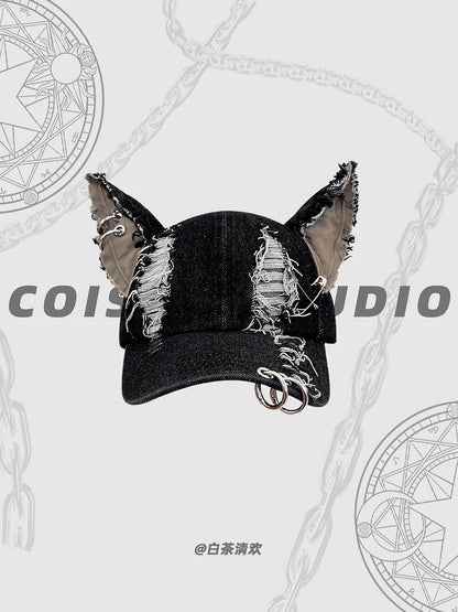 Niche Y2k Personality Hoop Cowboy Hole Ladies Baseball Cap Three-dimensional Dog Ears Trend Hip Hop Adjustable Men Sports Hat