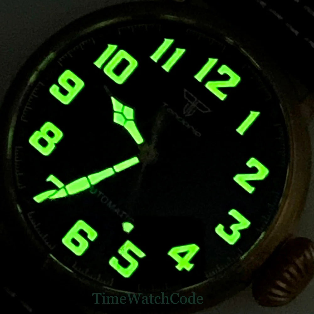 Tandorio 47mm NH35 Diver Men's Automatic Watch CUSN8 Solid Bronze or 316L Steel Case 10ATM Sapphire Crystal Black Dial