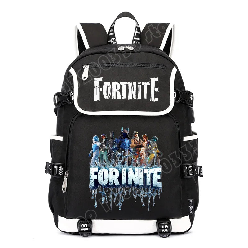Fortnites Large Capacity Backpack Casual Shoulder Bag with USB Port Unisex Anime Students Schoolbag New Stylish Stationery Gift