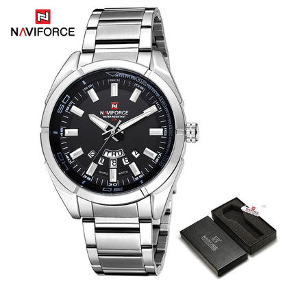 Reloj para hombre NAVIFORCE, totalmente de acero, hermético, estilo informal, movimiento de cuarzo con indicador de fecha – Reloj de pulsera de lujo para hombre, de una marca líder.