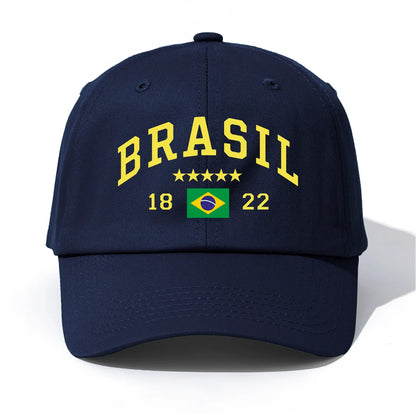 1pc BRASIL Print Baseball Cap for Adults,Minimalist Retro Style Casual Soft Adjustable Dad Hat,Perfect As Gift