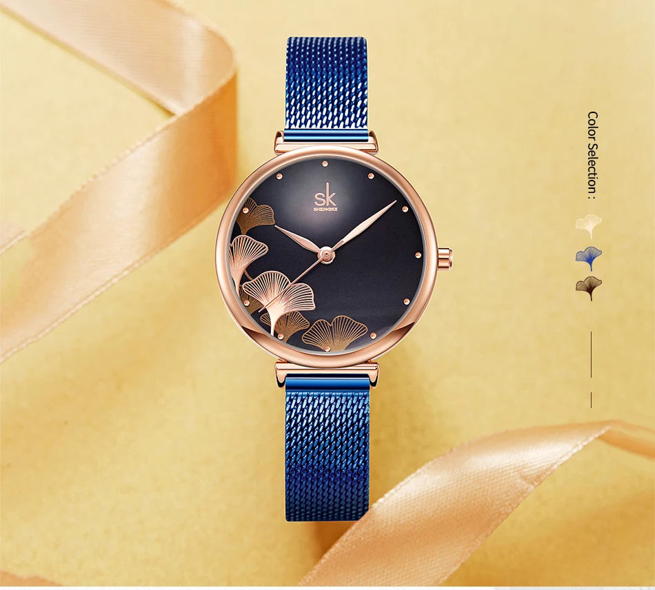 Shengke Originale Design Woman Watches Fashion Lucky Clover Fashion Women's Quartz Wristwatches Top Luxury Elengent Female Clock